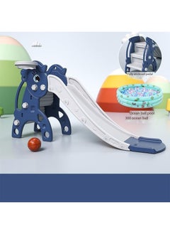 GT-Wheel Kids Plastic Play Slide With 300 Ocean Balls Pool and Basketball Hoop 3 Steps Fully Enclosed Pedal Toddler Climber  - Image 1
