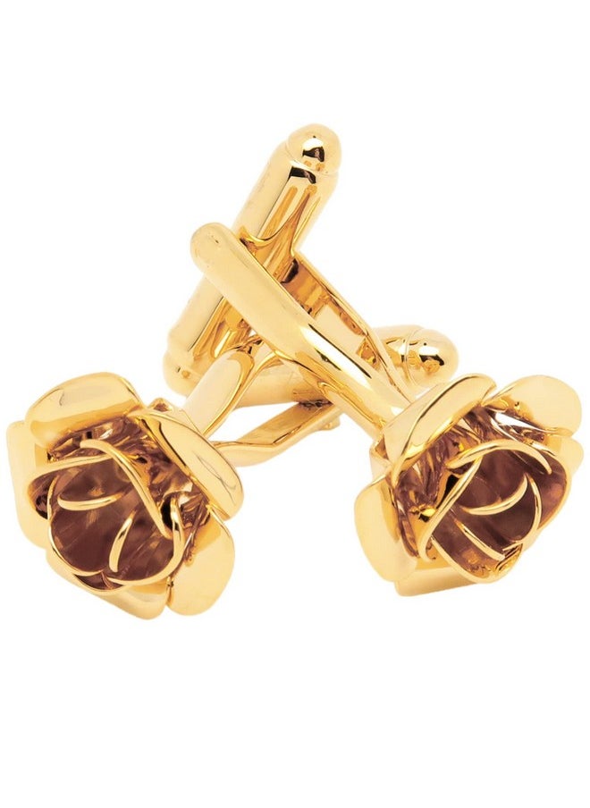 Jonwo Gold Plated Rose Flower Cufflinks For Men Floral Men'S Cuff Link Set For Wedding Shirt Party Business Birthday Anniversary Dress  - Image 4