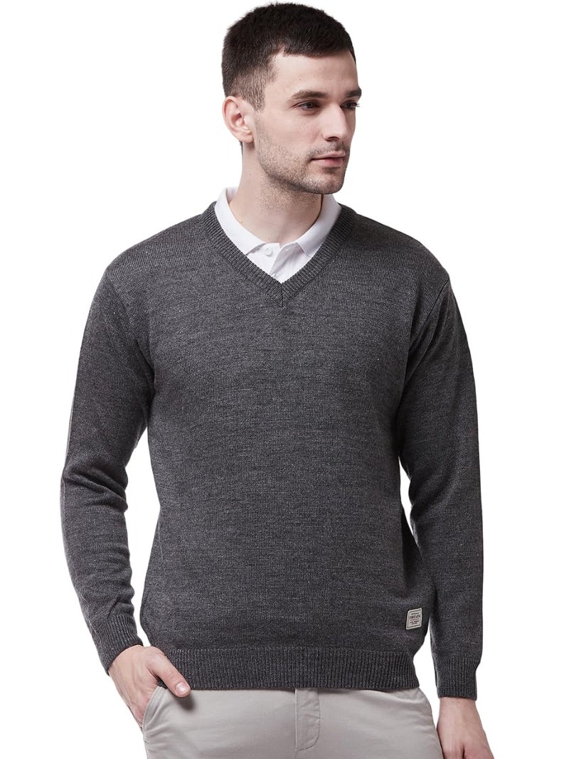 Pivl Men's Winter V Neck Solid Sweaters_Grey_L||Winterwear|| - Image 1