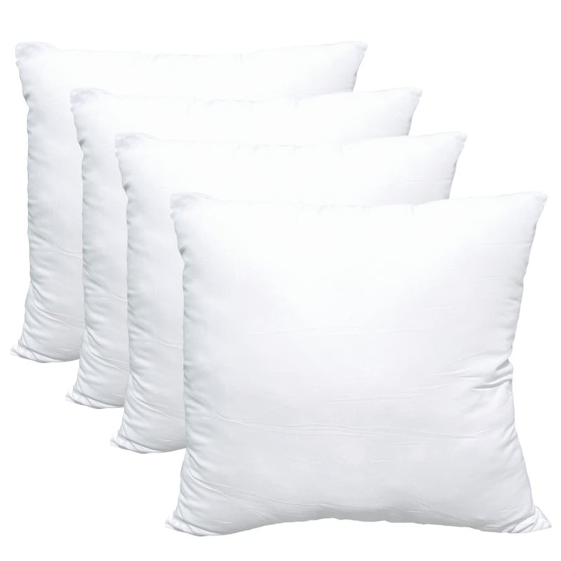 Obruosci Luxury Pillow Inserts Pack of 4 16 x 16 inches Hypoallergenic Ultra Soft White Polyester Microfiber Durable Couch Cushion Fillers