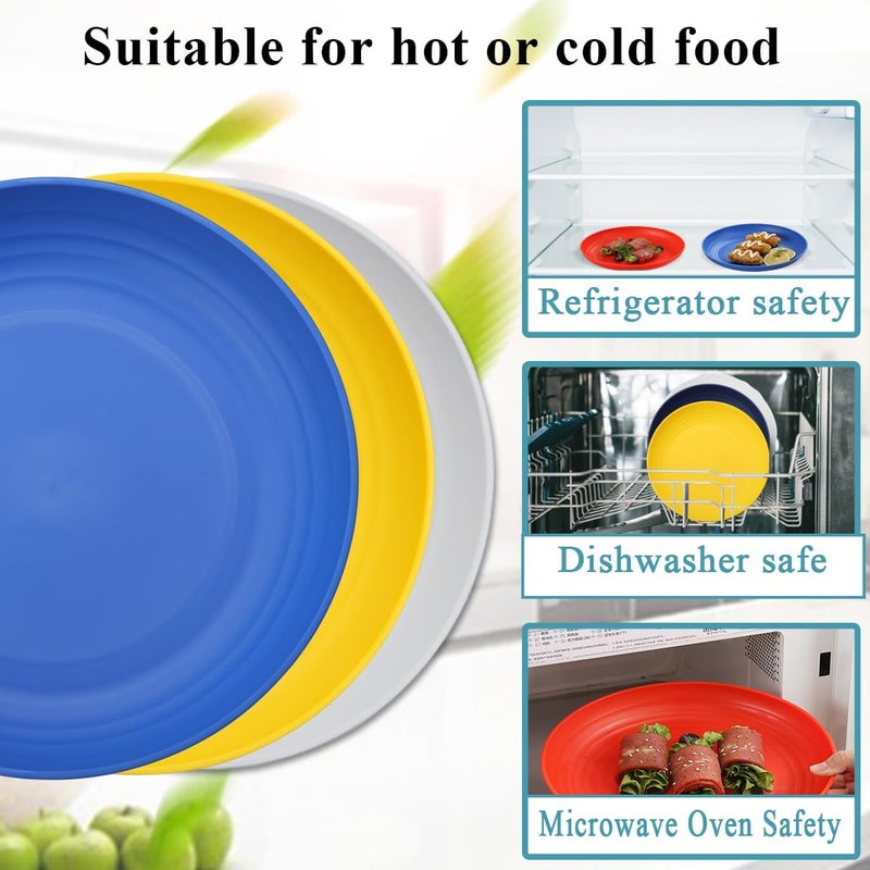 Berglander Plastic Plates Set of 12 Pieces 9 Reusable and Sturdy Unbreakable Dinner Plates Salad Plates Pasta Bowls Dishes for Home Kid Light Weight Easy Carry for Picnic Camping Outdoor - Image 5