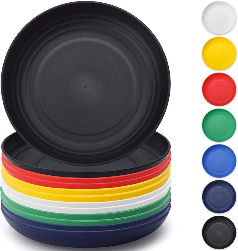 Berglander Plastic Plates Set of 12 Pieces 9 Reusable and Sturdy Unbreakable Dinner Plates Salad Plates Pasta Bowls Dishes for Home Kid Light Weight Easy Carry for Picnic Camping Outdoor - Image 1