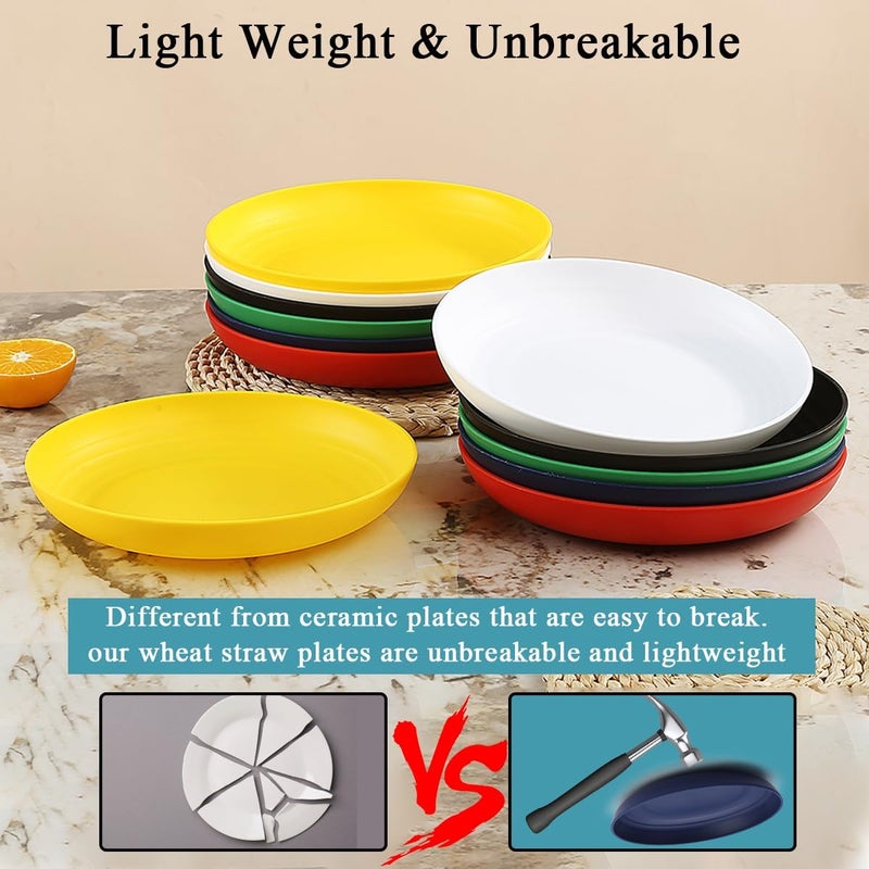 Berglander Plastic Plates Set of 12 Pieces 9 Reusable and Sturdy Unbreakable Dinner Plates Salad Plates Pasta Bowls Dishes for Home Kid Light Weight Easy Carry for Picnic Camping Outdoor - Image 4