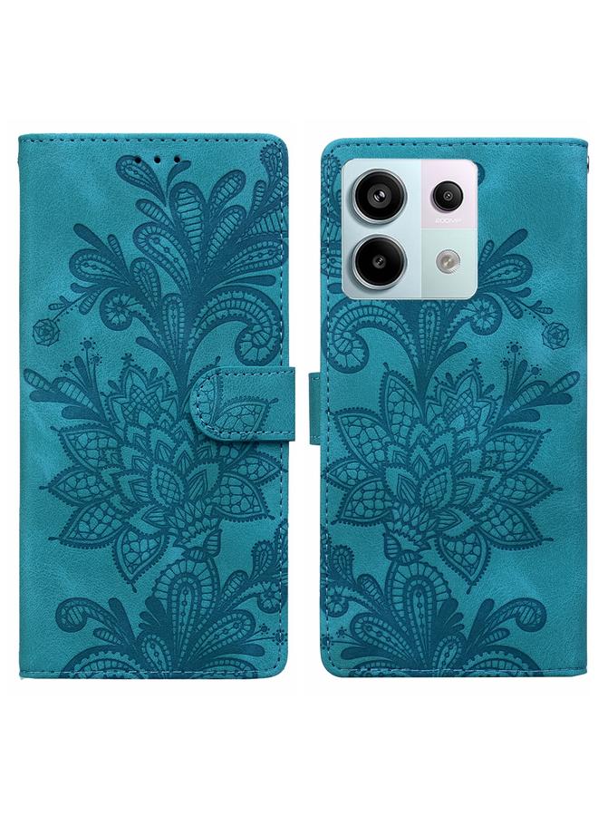 اس-توب جراب لهاتف Redmi Note 13 Pro 4G من مادة البولي يوريثان مع مشبك مغناطيسي منقوش بالزهور وحزام معصم - Image 1