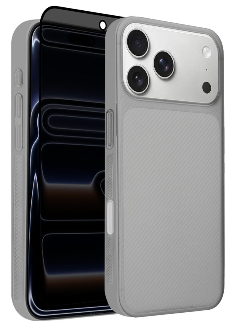 CATANES 2Packs Case Cover for iPhone 17 Pro, Air Skin Line Design Back Cover, Sturdy Durable Ultra-Thin Case, Drop Protection Cover Clear with Privacy Screen Protector - Black - Image 1