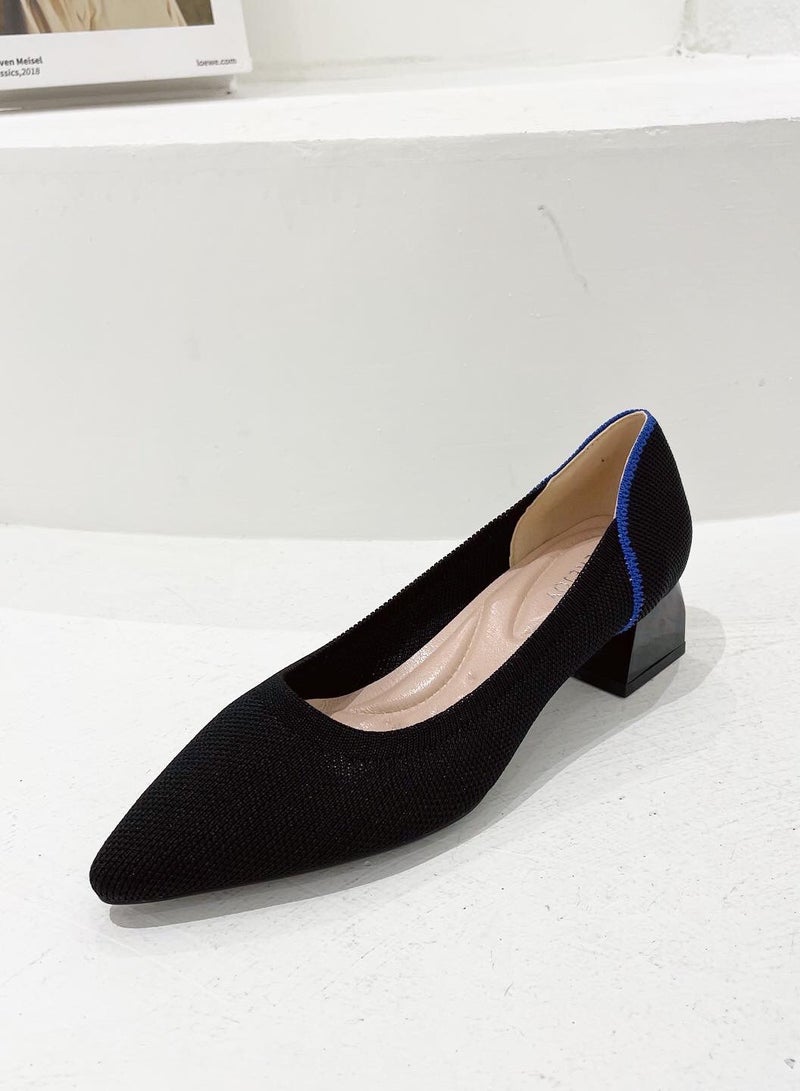 KUYING Single Shoe Women's Thick Heel Versatile Shoes  - Image 1