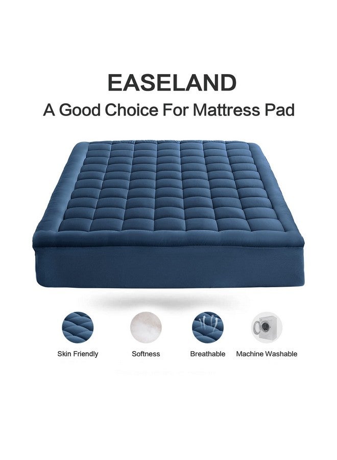 EASELAND EASELAND Full Size Mattress Pad Pillow Top Mattress Cover Quilted Fitted Mattress Protector 8-21" Deep Pocket Cooling Mattress Topper (54x75 Inches, Dark Blue)  - Image 2