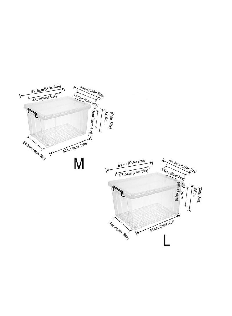 Transparent Storage Box With Wheels & Lockable Lid Plastic Toys Organizer Large Households Container Stackable Clear Storage Bin for Clothes Bedspreads Kitchen Supplies (1PC, 100L)  - Image 2