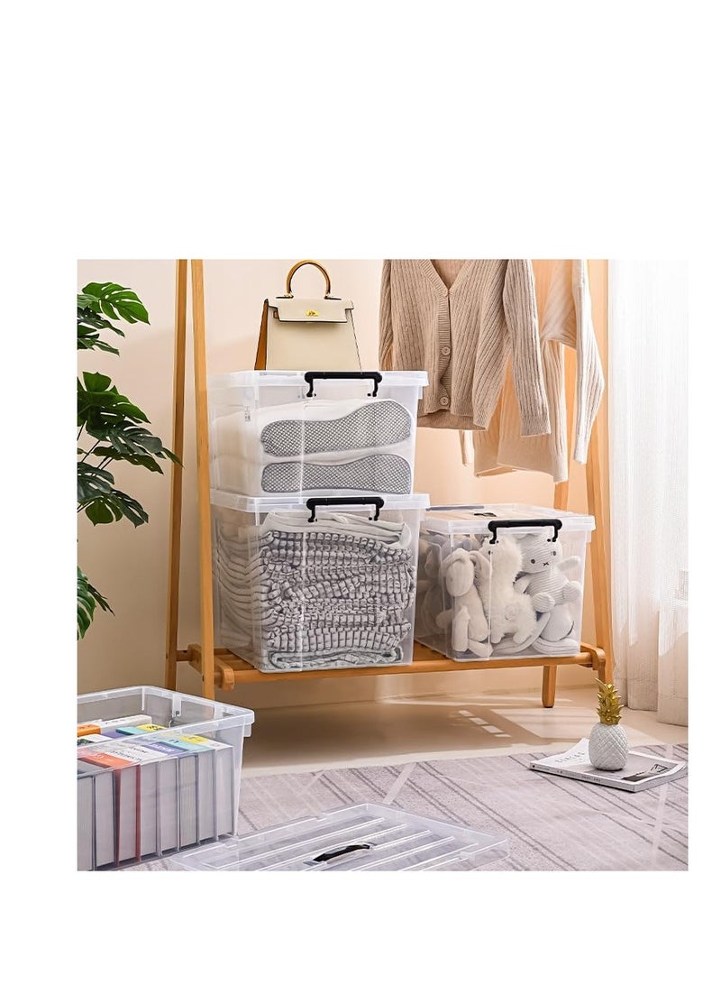 Transparent Storage Box With Wheels & Lockable Lid Plastic Toys Organizer Large Households Container Stackable Clear Storage Bin for Clothes Bedspreads Kitchen Supplies (1PC, 100L)  - Image 5