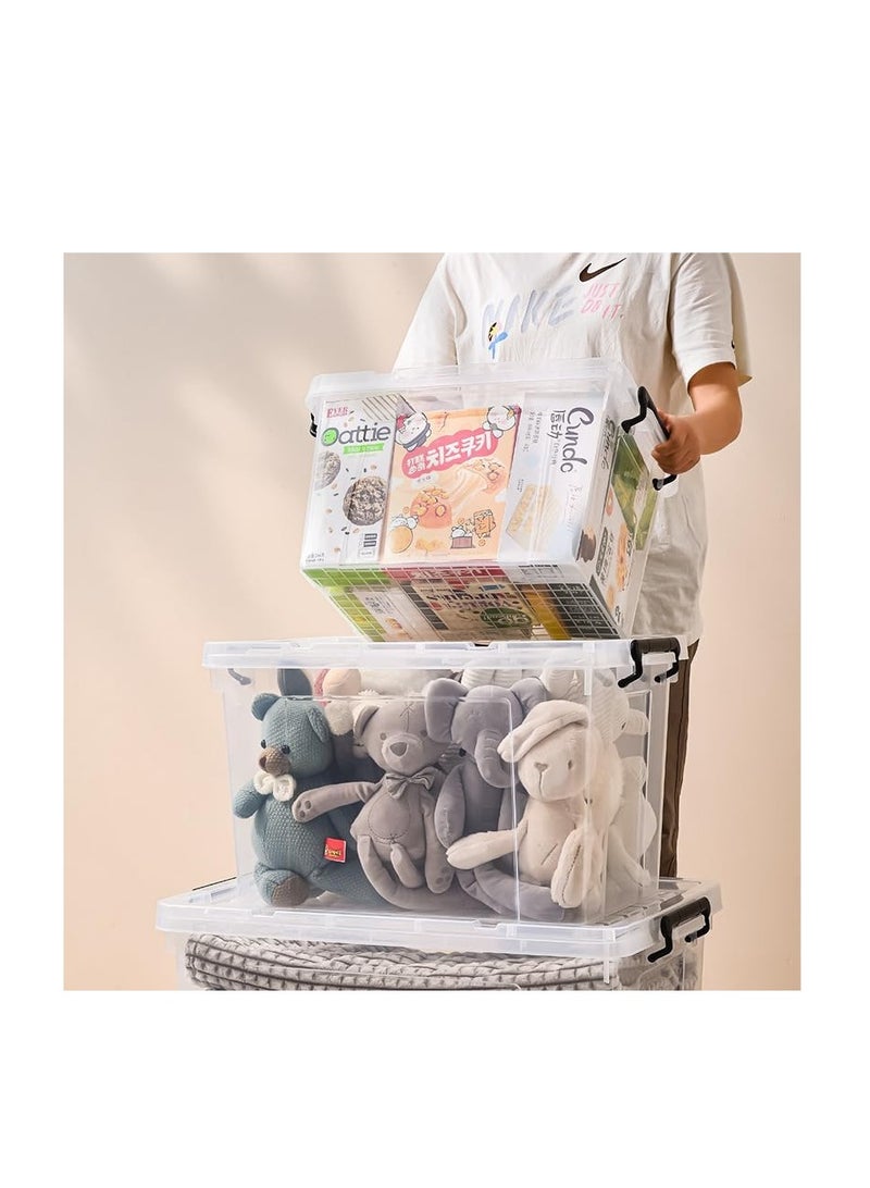 Transparent Storage Box With Wheels & Lockable Lid Plastic Toys Organizer Large Households Container Stackable Clear Storage Bin for Clothes Bedspreads Kitchen Supplies (1PC, 100L)  - Image 4