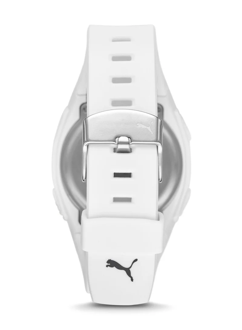 PUMA Unisex Digital Watch With White Polyurethane Strap - 3 ATM - PU P6012
