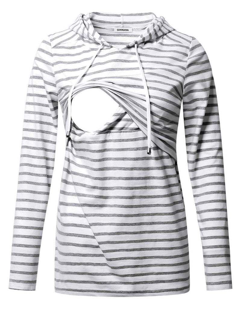 GINKANA Women's Nursing Hoodie Sweatshirt Long Sleeves Breastfeeding Maternity Tops Casual Clothes - Image 1