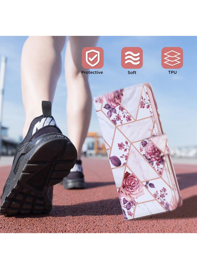 S-TOP Case For iPhone 16 Pro Max Marble Bronzing Stitching Leather Phone Case - Image 3