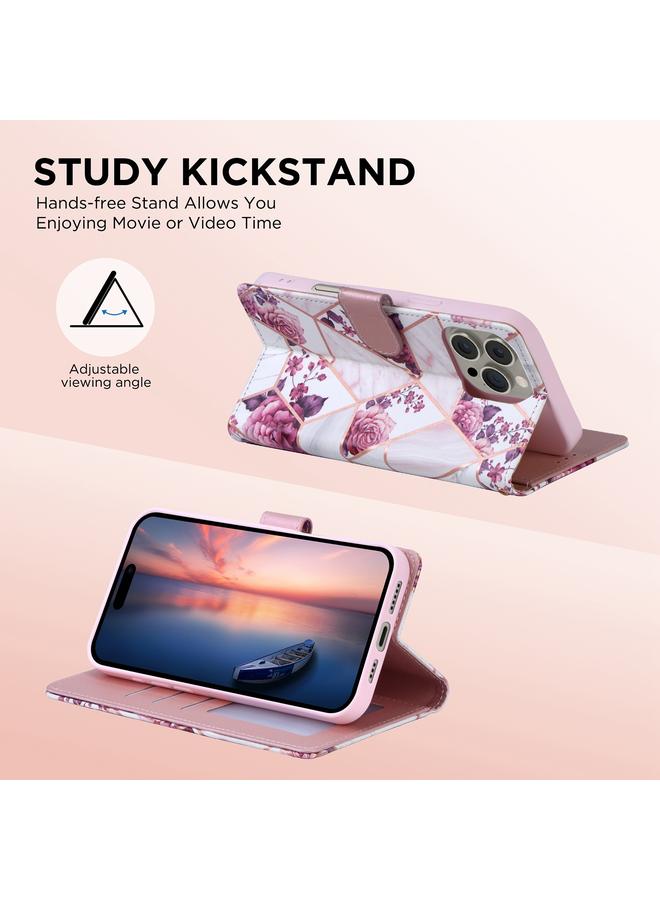 S-TOP Case For iPhone 16 Pro Max Marble Bronzing Stitching Leather Phone Case - Image 2