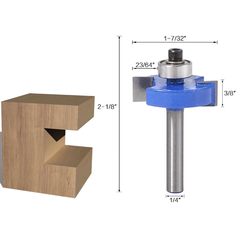 3/8 Inch Height T Type Rabbeting Router Bit 1/4 Inch Shank Woodworking Milling Cutter - Image 3