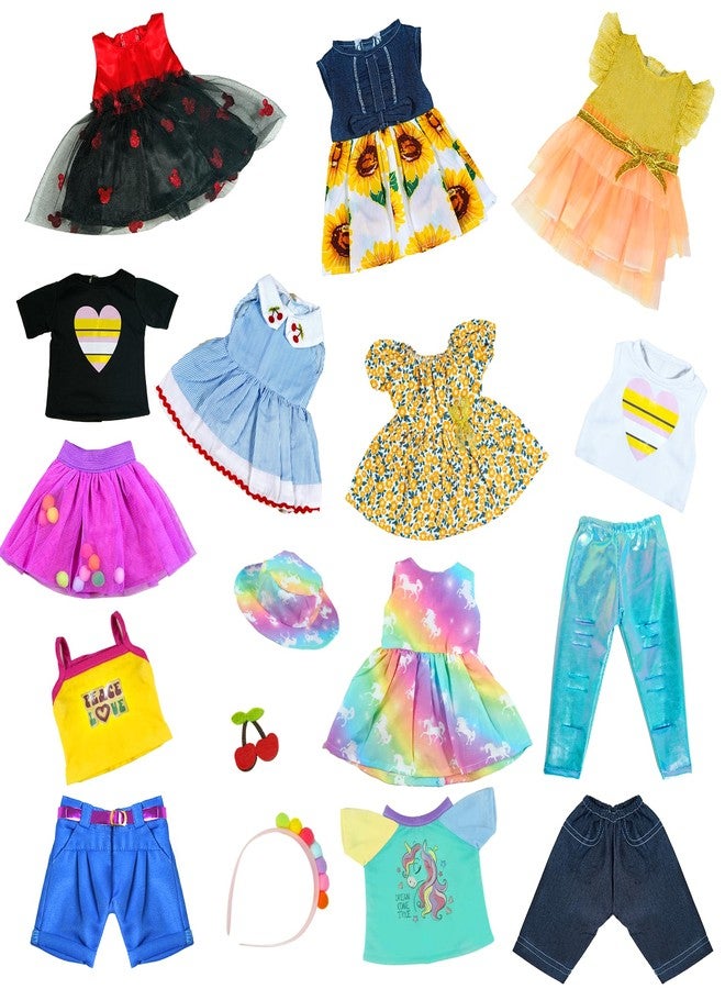 ARTST American 18 inch Doll Clothes Accessories, 18PCS Doll Clothes Outfit Dress for 18 inch, Valentine's Gift for Girls(10 Set) - Image 2