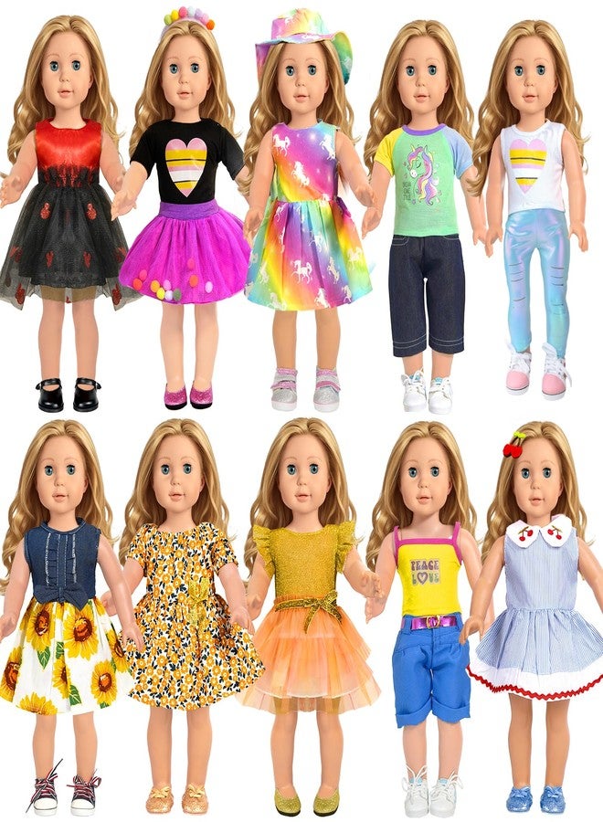 ARTST American 18 inch Doll Clothes Accessories, 18PCS Doll Clothes Outfit Dress for 18 inch, Valentine's Gift for Girls(10 Set) - Image 1