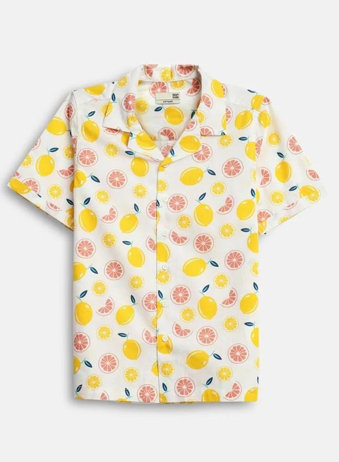 Bonkids Boy's 100% Cotton Printed Regular Fit Shirt