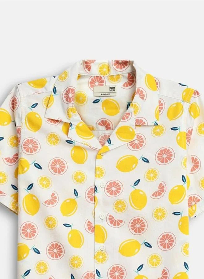 Bonkids Boy's 100% Cotton Printed Regular Fit Shirt