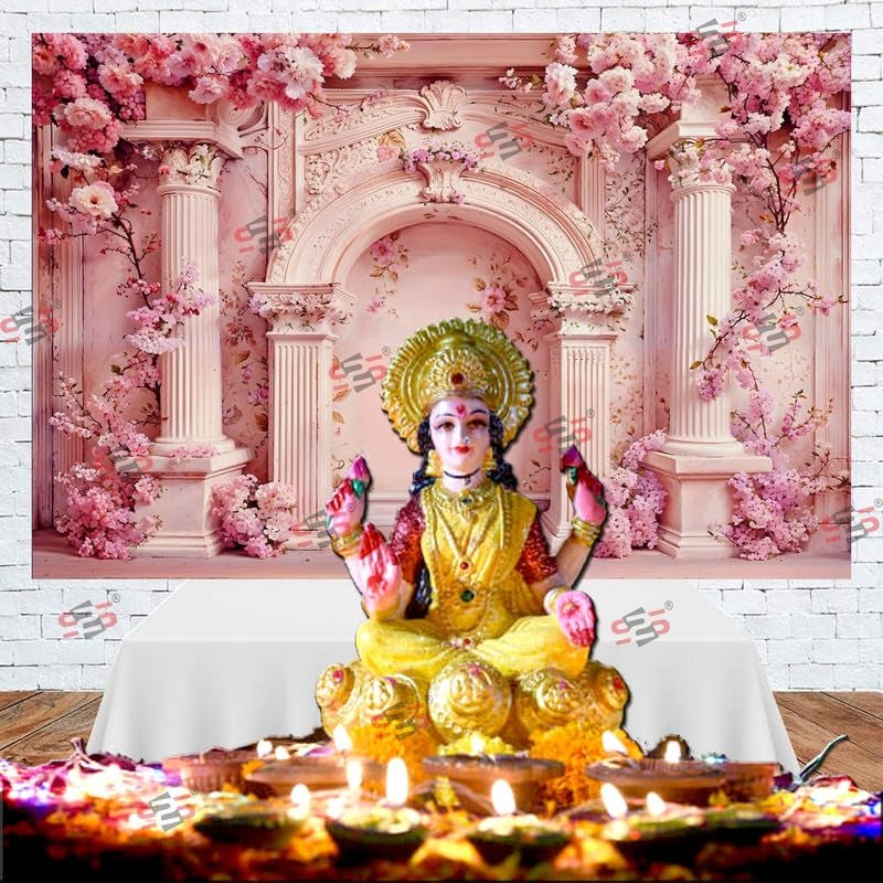 S2S قماش خلفية عمود وردي لتزيين البوجا التقليدي، قماش تزيين خلفية | قماش ستارة لجميع المهرجانات والفعاليات والمناسبات - (5 × 8 قدم) (عمود وردي) - Image 3