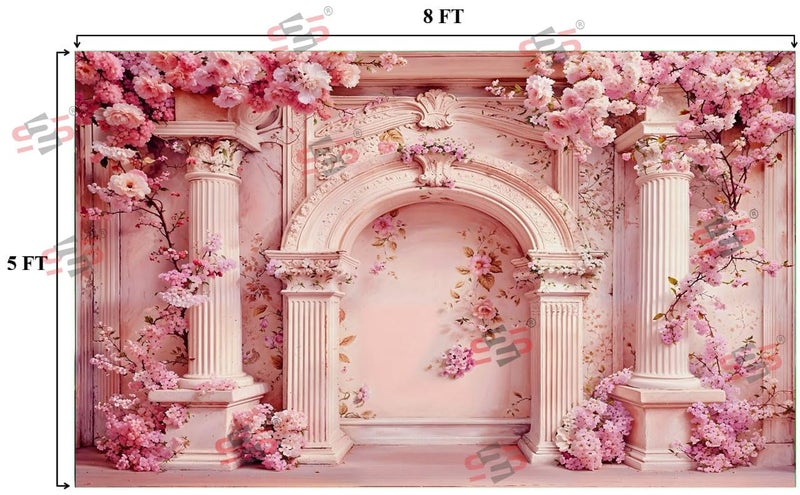 S2S قماش خلفية عمود وردي لتزيين البوجا التقليدي، قماش تزيين خلفية | قماش ستارة لجميع المهرجانات والفعاليات والمناسبات - (5 × 8 قدم) (عمود وردي) - Image 5