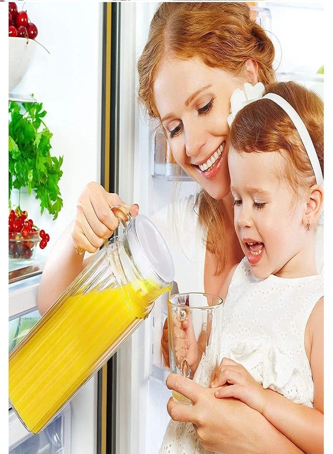 VILON Premium 1100ml Glass Water Jug with Plastic Lid & Handle | 1.1L Transparent Beverage Carafe for Home, Office, Etc. | Pitcher for Serve Water, Milk, Juice, Beverage, Chaas, Cocktail (Lining Jug) - Image 5
