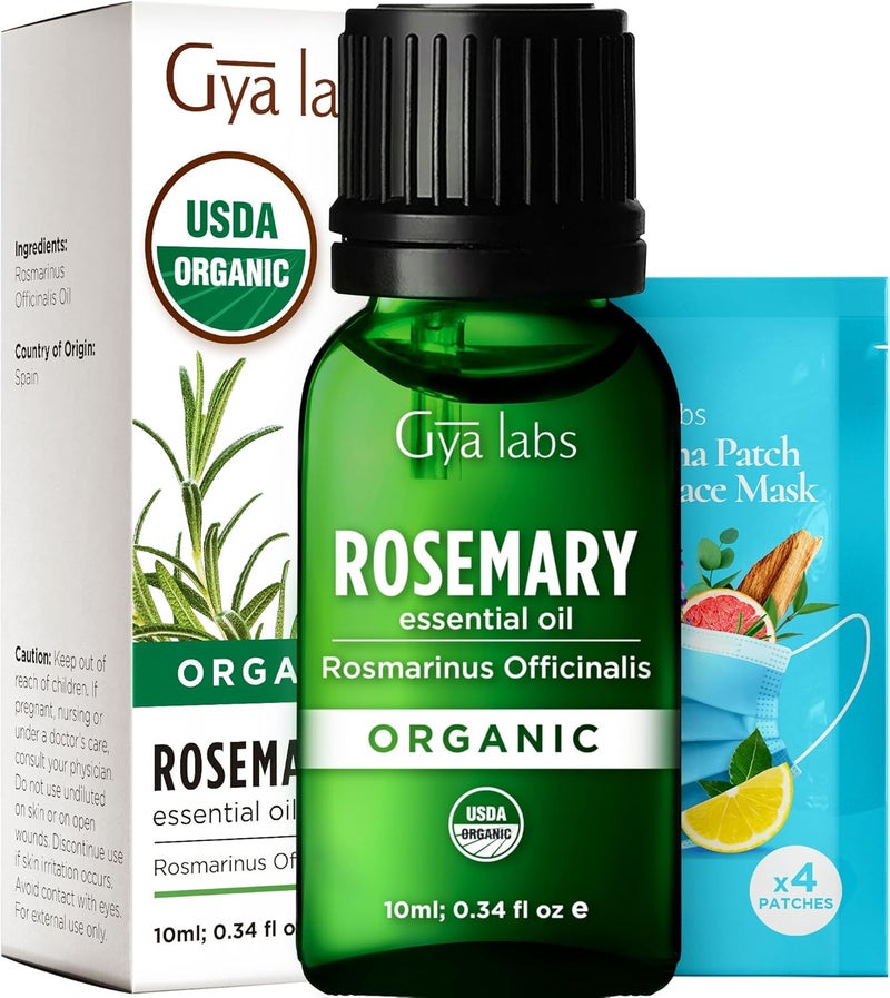 Gya Labs Organic Rosemary Essential Oil - 0.34 Fl Oz - for Skin, Hair, Diffuser, Aromatherapy, DIY Candle Making Scents - Image 1