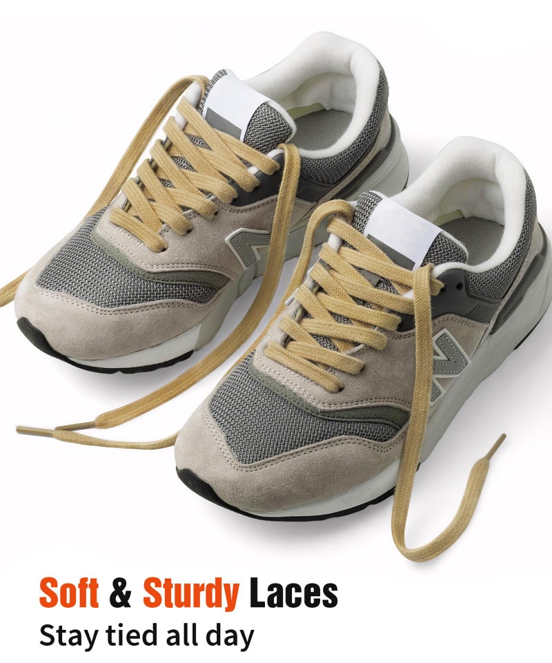 Handshop Wide Flat Athletic Shoelaces 5/16"(2 Pair) - Shoe Laces for Sneakers and Casual Shoes Replacements Taupe 47 inch (120cm) - Image 3