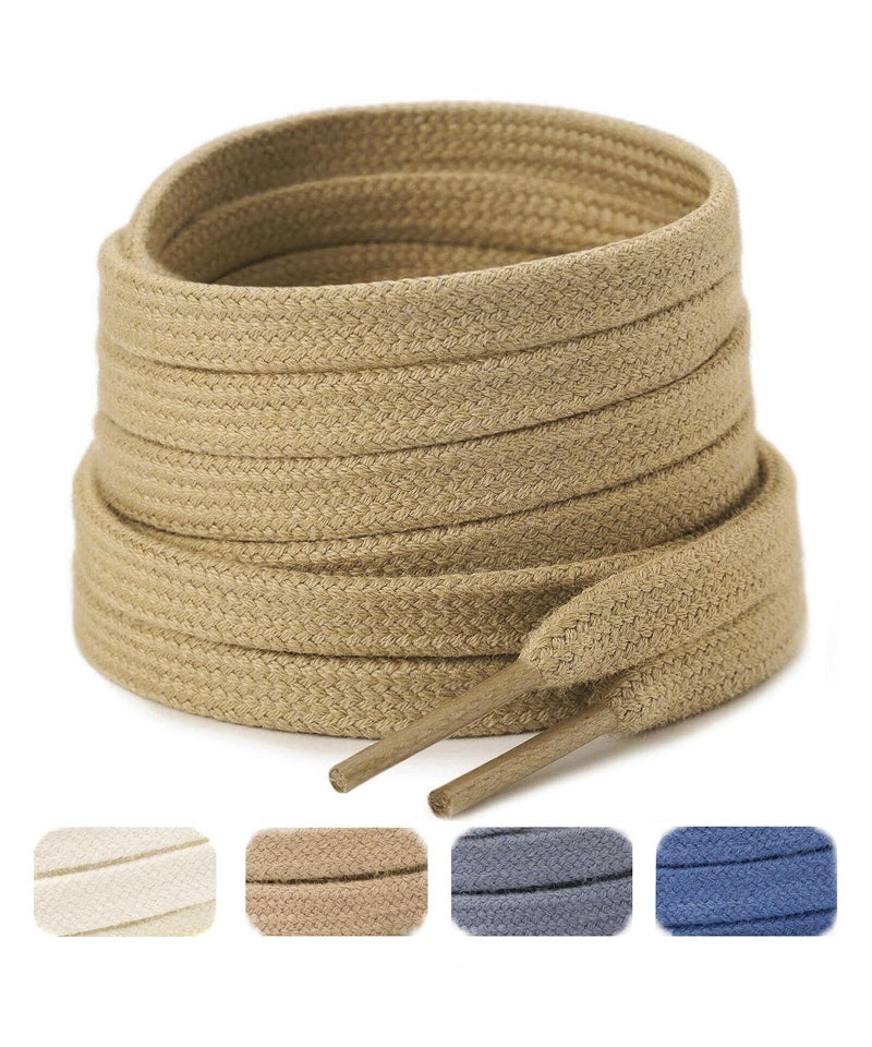 Handshop Wide Flat Athletic Shoelaces 5/16"(2 Pair) - Shoe Laces for Sneakers and Casual Shoes Replacements Taupe 47 inch (120cm) - Image 1