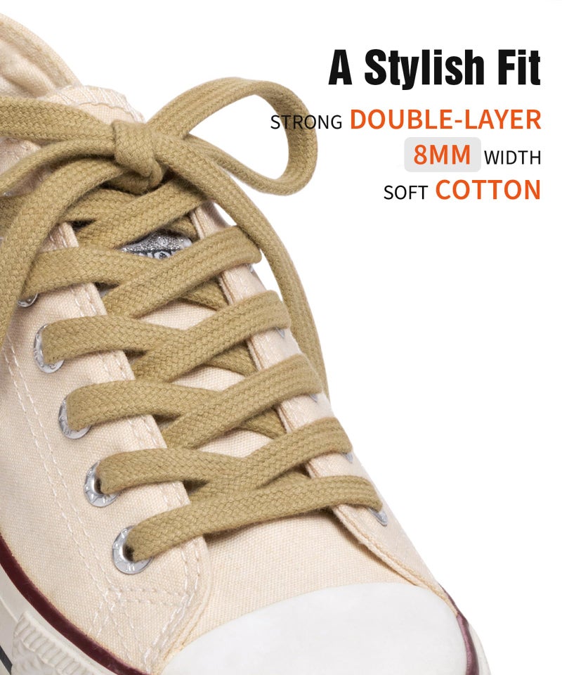Handshop Wide Flat Athletic Shoelaces 5/16"(2 Pair) - Shoe Laces for Sneakers and Casual Shoes Replacements Taupe 47 inch (120cm) - Image 2
