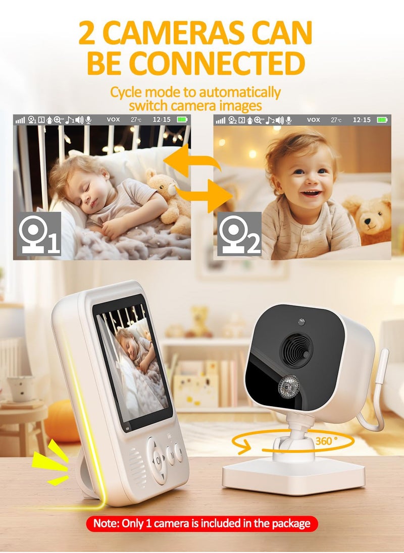 LOVNOV Video Baby Monitors - 2.8” Screen جهاز مراقبة صوت الطفل with Night Vision, 2-Way Audio, VOX, Temperature Sensor and Lullabies, Secure Transmission No WiFi, 300m Range