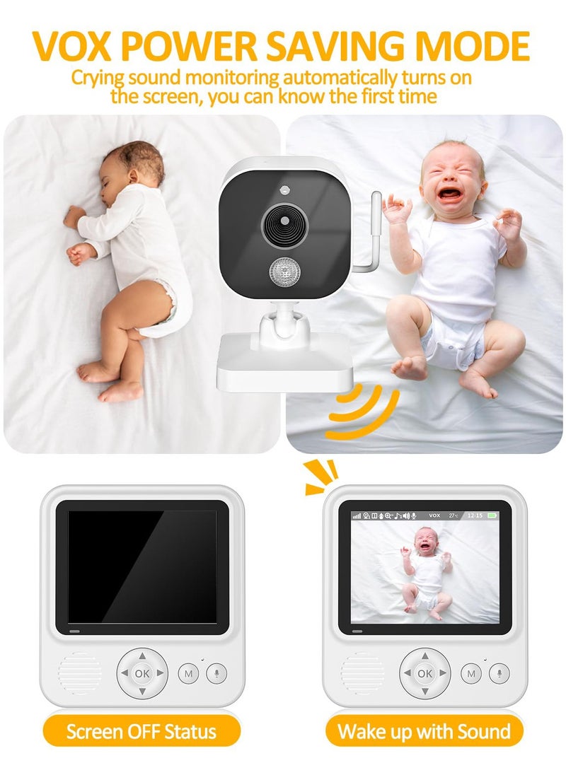 LOVNOV Video Baby Monitors - 2.8” Screen جهاز مراقبة صوت الطفل with Night Vision, 2-Way Audio, VOX, Temperature Sensor and Lullabies, Secure Transmission No WiFi, 300m Range