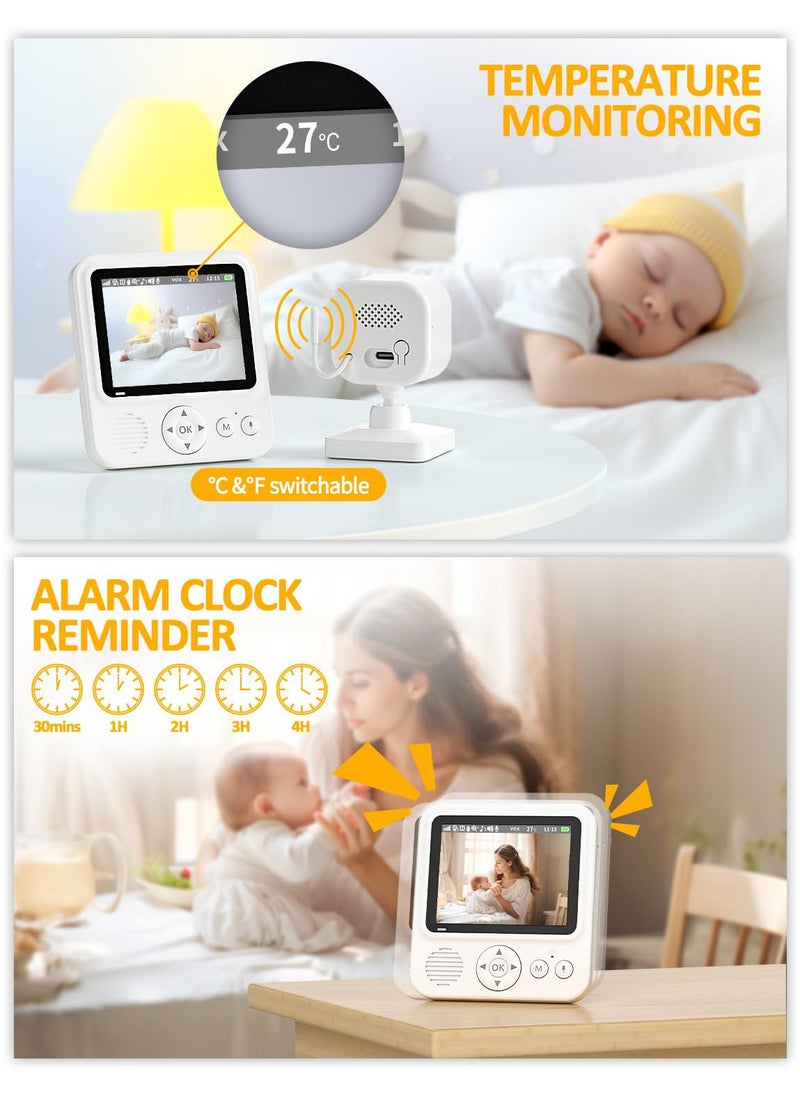 LOVNOV Video Baby Monitors - 2.8” Screen جهاز مراقبة صوت الطفل with Night Vision, 2-Way Audio, VOX, Temperature Sensor and Lullabies, Secure Transmission No WiFi, 300m Range