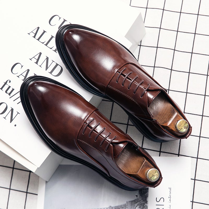 Casual Leather Shoes Men'S British Pointed Business Dress Work Groom Wedding Night Shop Hair Stylist Black Korean Men'S Shoes - Image 2