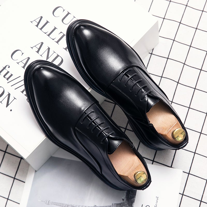 Casual Leather Shoes Men'S British Pointed Business Dress Work Groom Wedding Night Shop Hair Stylist Black Korean Men'S Shoes - Image 3