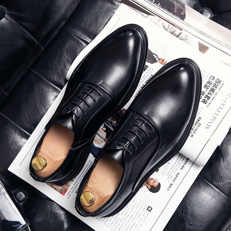 Casual Leather Shoes Men'S British Pointed Business Dress Work Groom Wedding Night Shop Hair Stylist Black Korean Men'S Shoes - Image 4