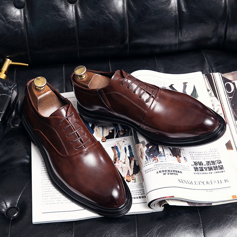 Casual Leather Shoes Men'S British Pointed Business Dress Work Groom Wedding Night Shop Hair Stylist Black Korean Men'S Shoes - Image 5