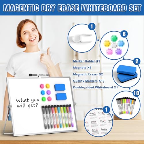 Grtard Magnetic Dry Erase Board with Stand 18x14 DoubleSided White Board for Kids Desktop Whiteboard with Stand Large White Board Desk Whiteboard Portable Dry Erase Board for Kids Memo - Image 3