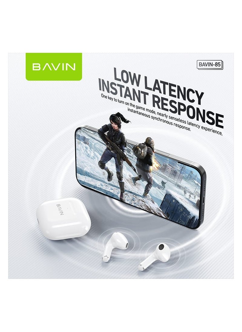 Bavin BA-85 TWS Hi-Fi Wireless Earbuds Compact Design Low Latency Smart Touch & Long Battery Life  - Image 5