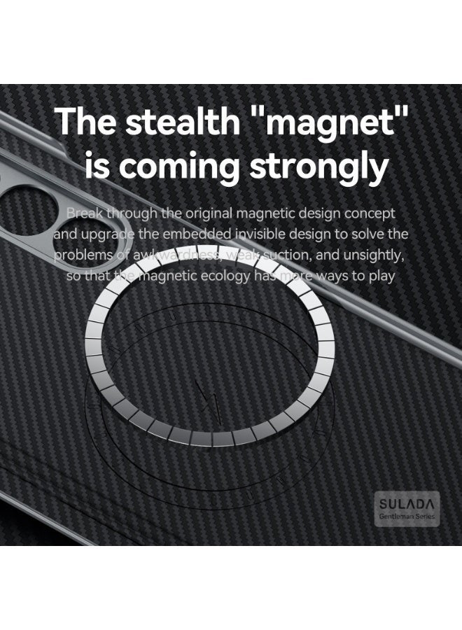 SULADA Magnetic Leather for Samsung Galaxy Z Fold 7 Case, Carbon Fiber Texture, Hinge Cover Camera Protection, Black - Image 3