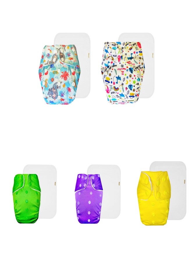 Dumbledo Premium Cloth Diaper with Cotton Insert (Pack of 5) | Soft & Gentle | Breathable | Travel Friendly | Perfect for Indian Summers | 3 Months - 3 Years | Unisex Baby - Image 1