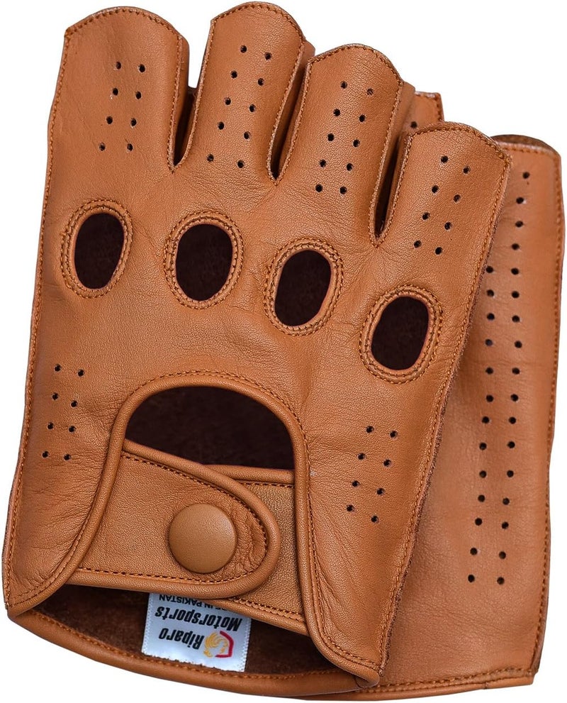 Riparo Leather Fingerless Gloves for Men - Ideal for Driving, Motorcycle, Riding, and Cosplay - Image 1