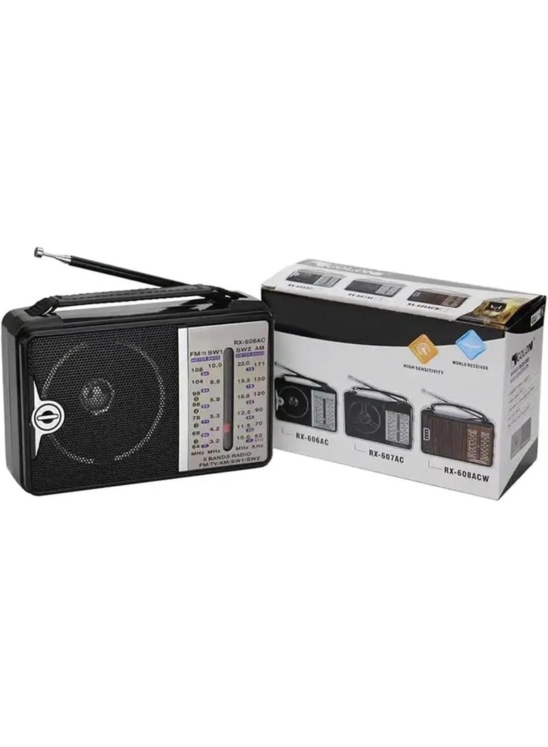 راديو كهرباء كلاسيك صغير RX-606AC بتصميم أنيق - Image 4