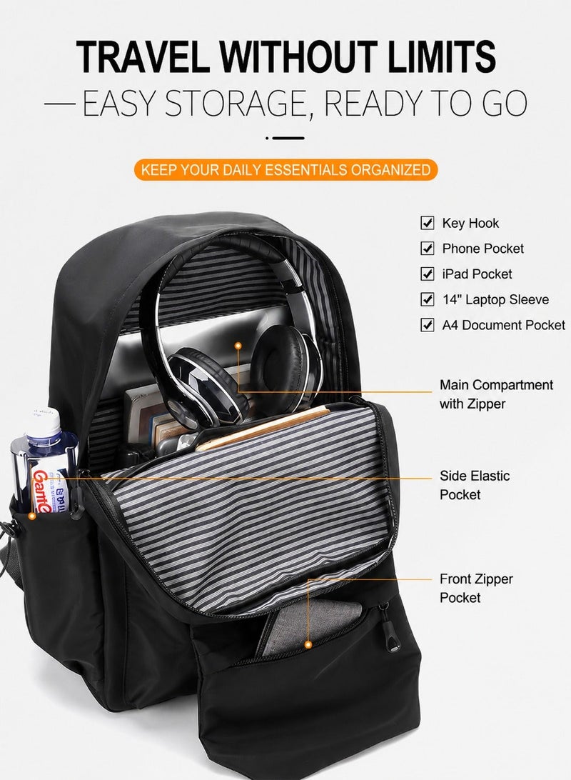ARNOTEC 15.6" Laptop Backpack with USB Charging Port â€“ Lightweight Anti-Theft Travel Bag with Luggage Strap, Water-Resistant, Fits 14â€“15.6 Inch Laptop (Black) - Image 5