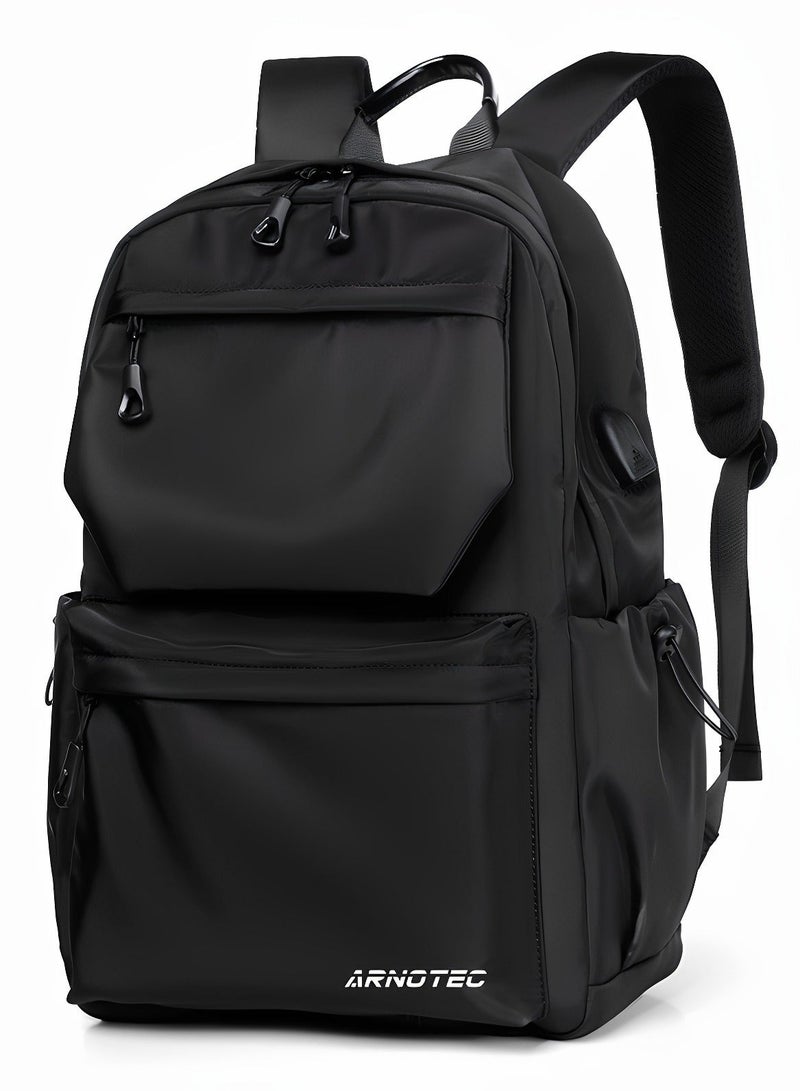 ARNOTEC 15.6" Laptop Backpack with USB Charging Port â€“ Lightweight Anti-Theft Travel Bag with Luggage Strap, Water-Resistant, Fits 14â€“15.6 Inch Laptop (Black) - Image 2