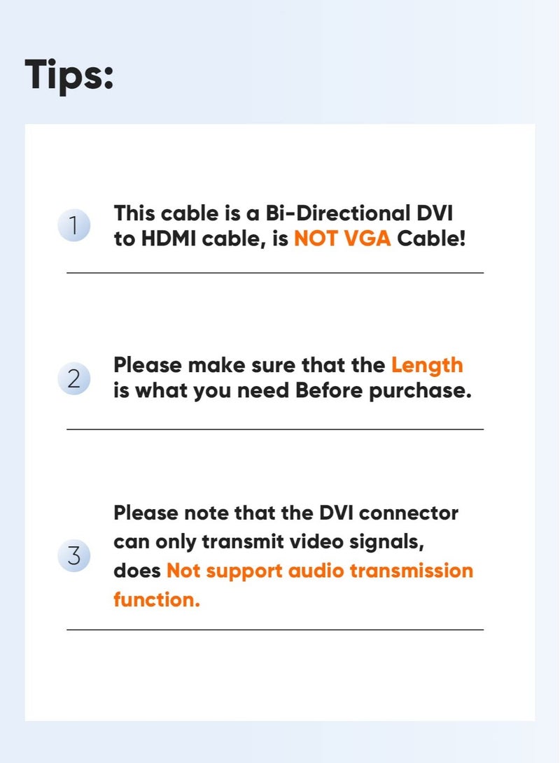 محول HDMI ذكر إلى DVI أنثى 25 سم 【عبوة 2】، محول HDMI ذكر ثنائي الاتجاه إلى DVI-I (24+5) أنثى، لجهاز الكمبيوتر، التلفاز، صندوق التلفاز، PS5، بلو-راي، إكس بوكس، سويتش - Image 2