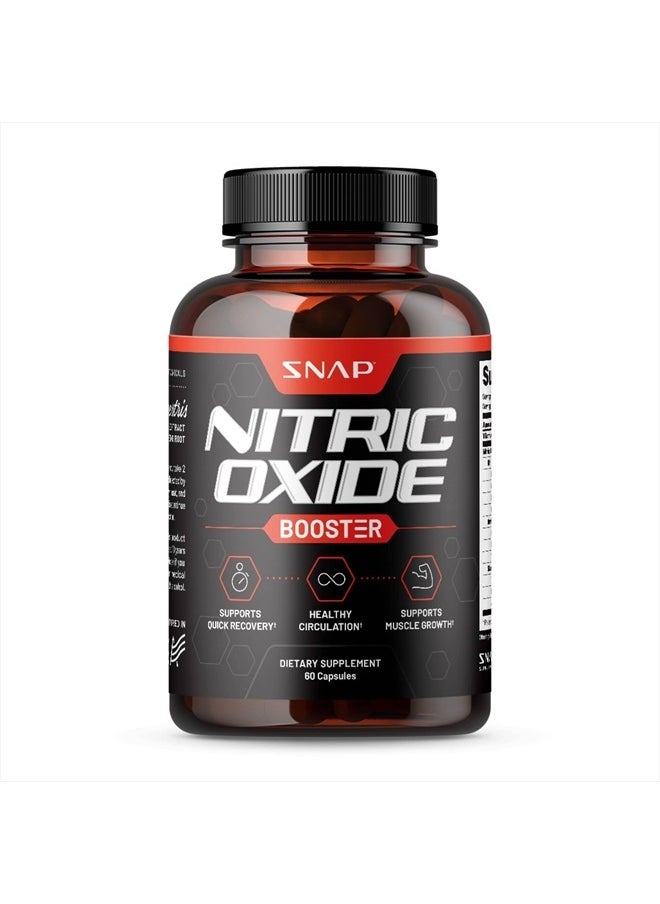 SNAP SUPPLEMENTS Nitric Oxide Booster, Nitric Oxide Supplement for Blood Circulation and Blood Flow, 60 Capsules  - Image 1