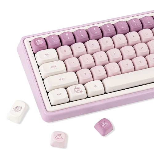 GEKUCAP PBT Keycaps Set, MOA Profile Cute Keycaps 136 Keys, Dye-Sublimation, Bunny Theme Minimalist Puprle Custom Keyboard Keycaps for 60% 65% 70% 75% 100% Cherry MX Switches Mechanical Keyboards - Image 1