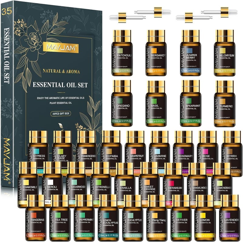 Essential Oil Set, 35PCS Premium Essential Oils Kit, 5ML Essential Oils Fragrance Oil Scent for DIY Candle and Soap Making