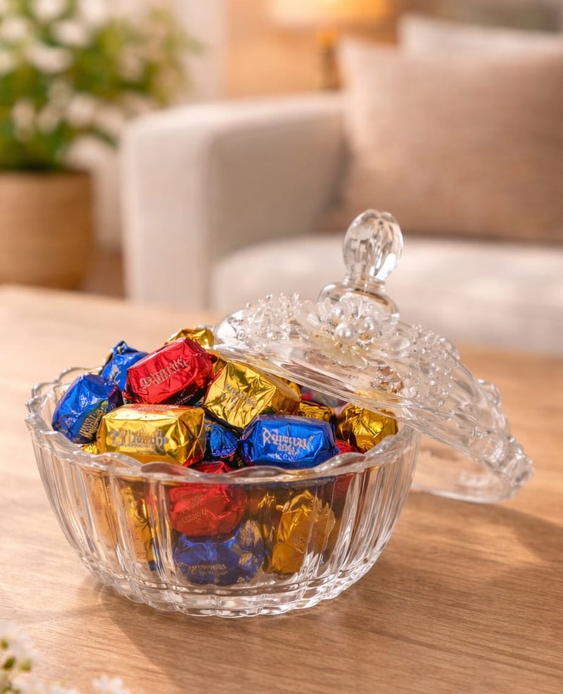 Radin Elegant Crystal Candy Jar with Lid – Decorative Glass Bowl for Chocolates & Snacks - Image 2